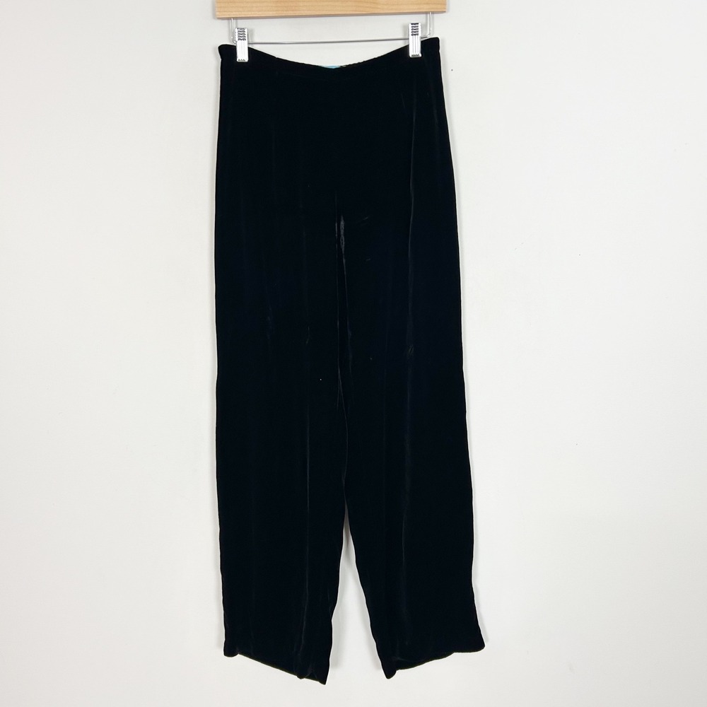 Vtg Johnny Was Black Velvet Pants Straight Leg Holiday Size Medium Women's